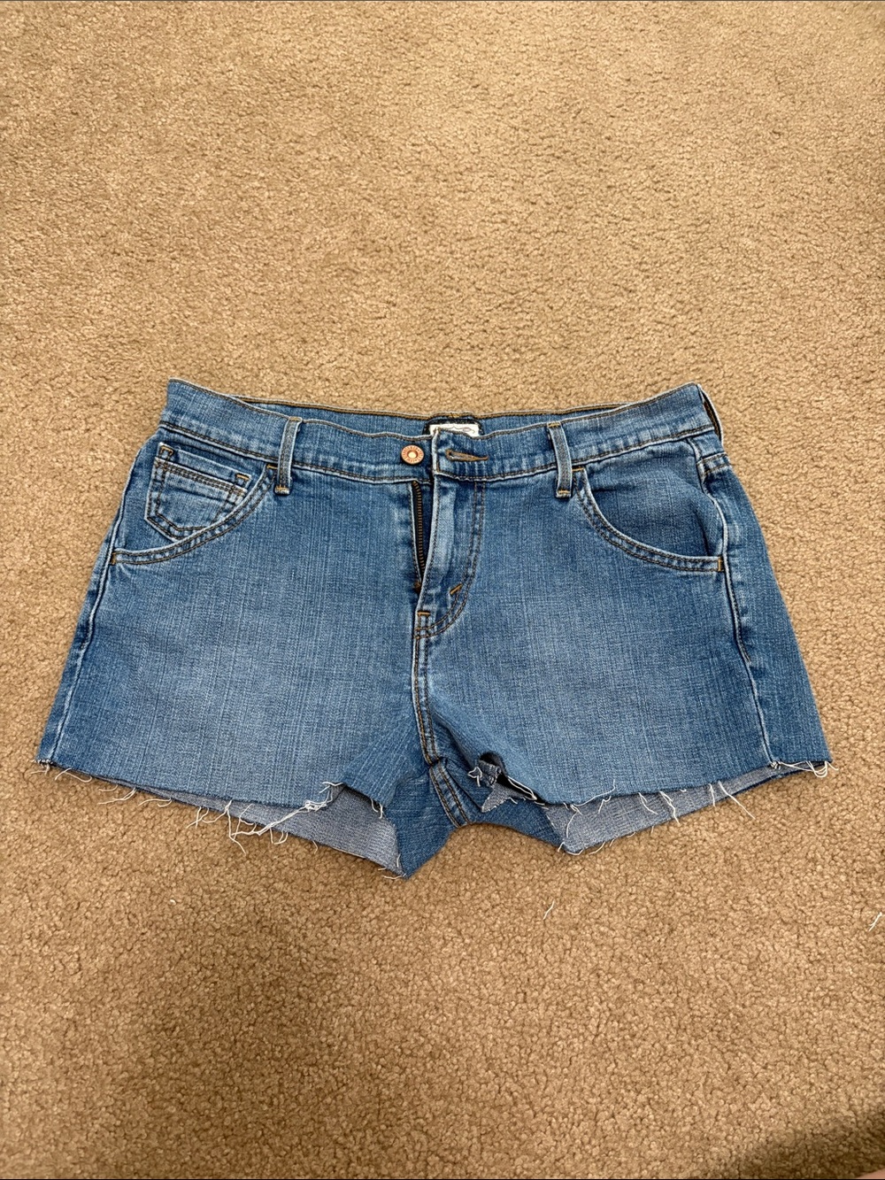 Levi's Blue Denim Raw Hem Cutoff Shorts - Women